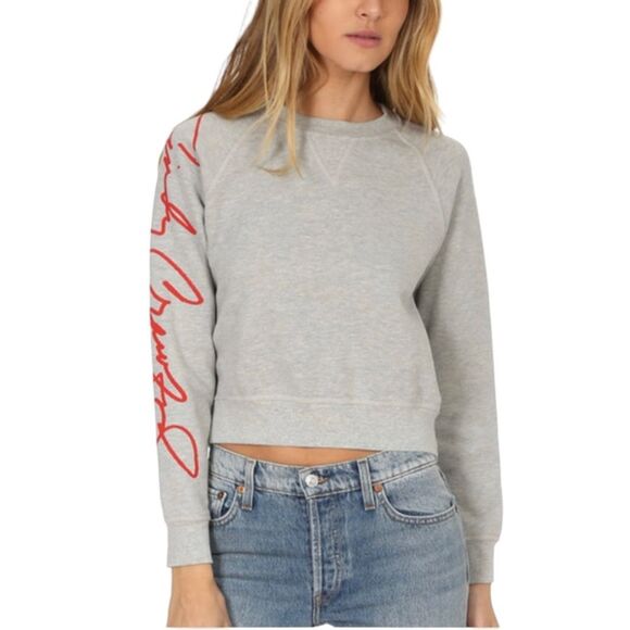 Re/Done Cindy Crawford Crewneck Long Sleeve Boxy Cropped Sweatshirt 90's Retro - Picture 1 of 16